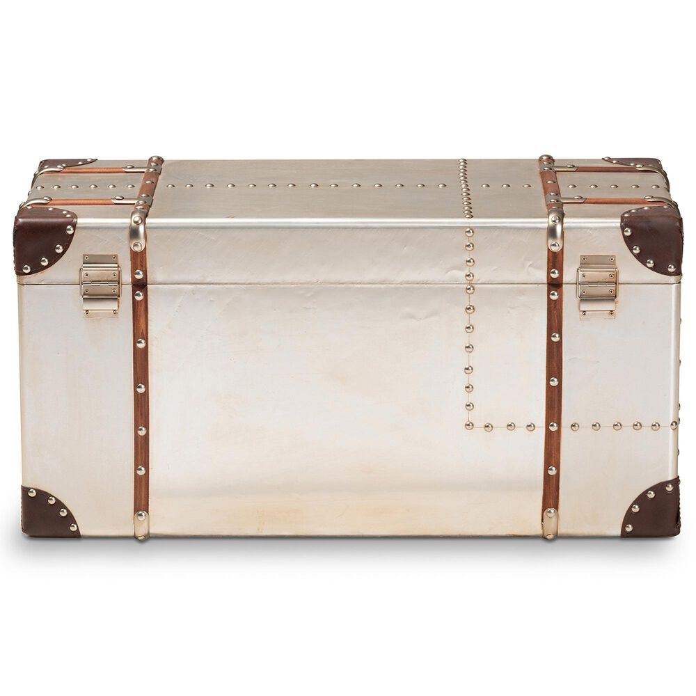 Baxton Studio Bechet Storage Trunk in Silver, , large