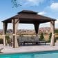 HOMLUX 10" x 12" Outdoor Hardtop Gazebo with Galvanized Steel Double Roof in Brown, , large
