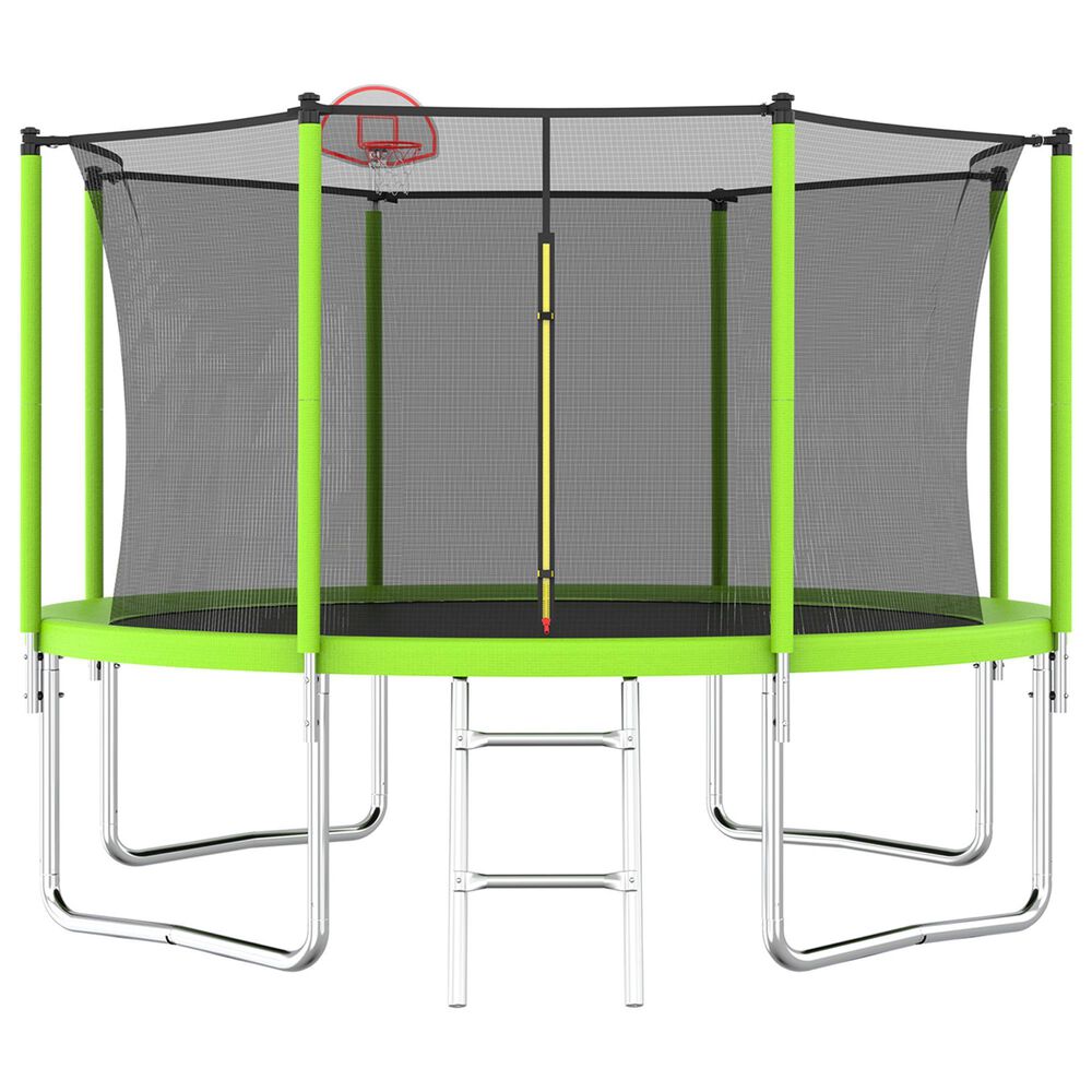 HOMLUX 12" Outdoor Trampoline Sports in Green, , large