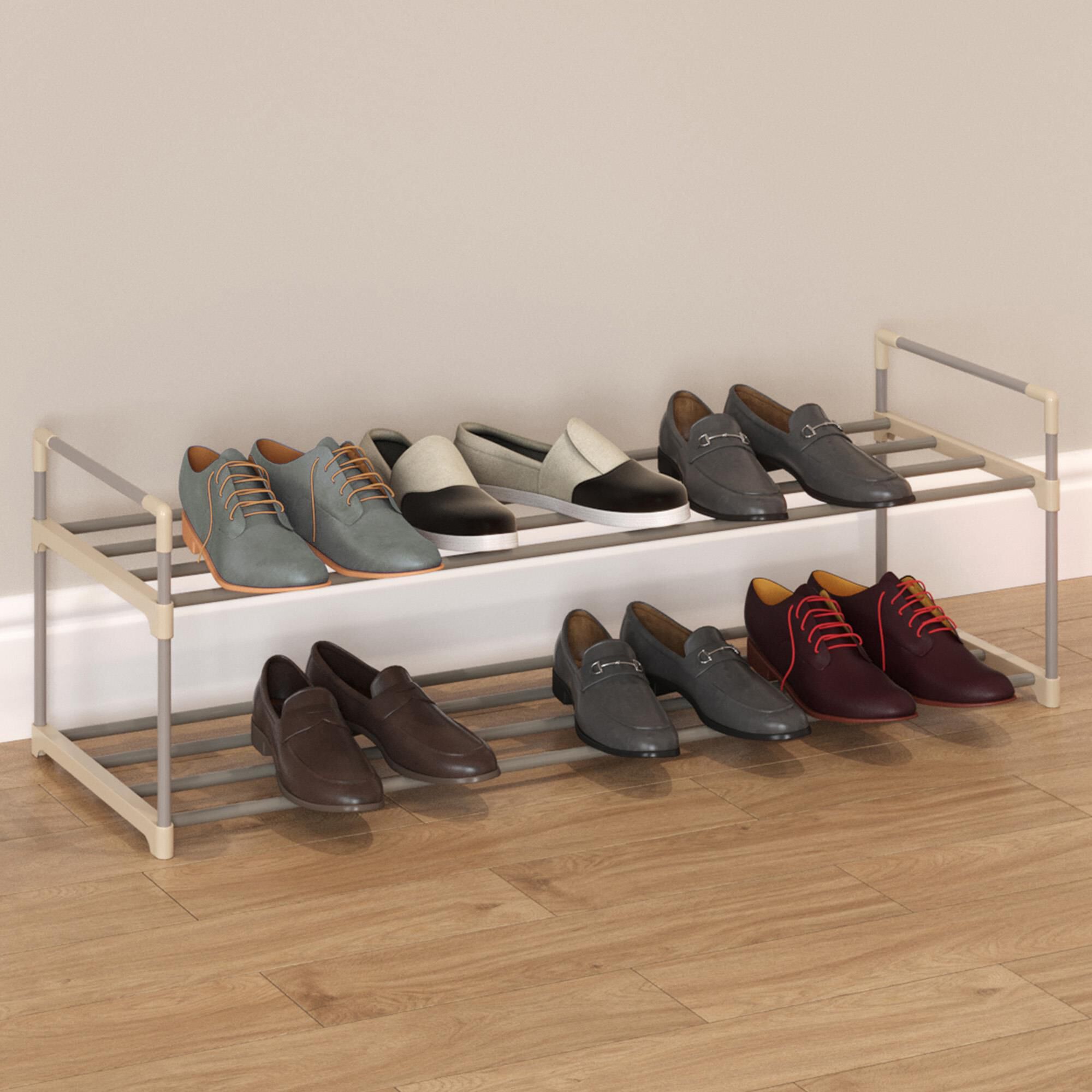 Timberlake 2-Tier Shoe Rack in Gray and White (Set of 2) | NFM