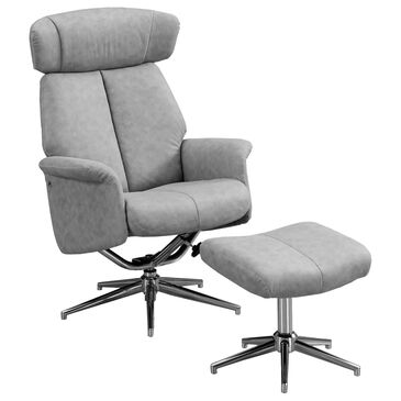 Monarch Specialties 2-Piece Swivel Reclining Chair Set with Grey Cushion in Chrome, , large