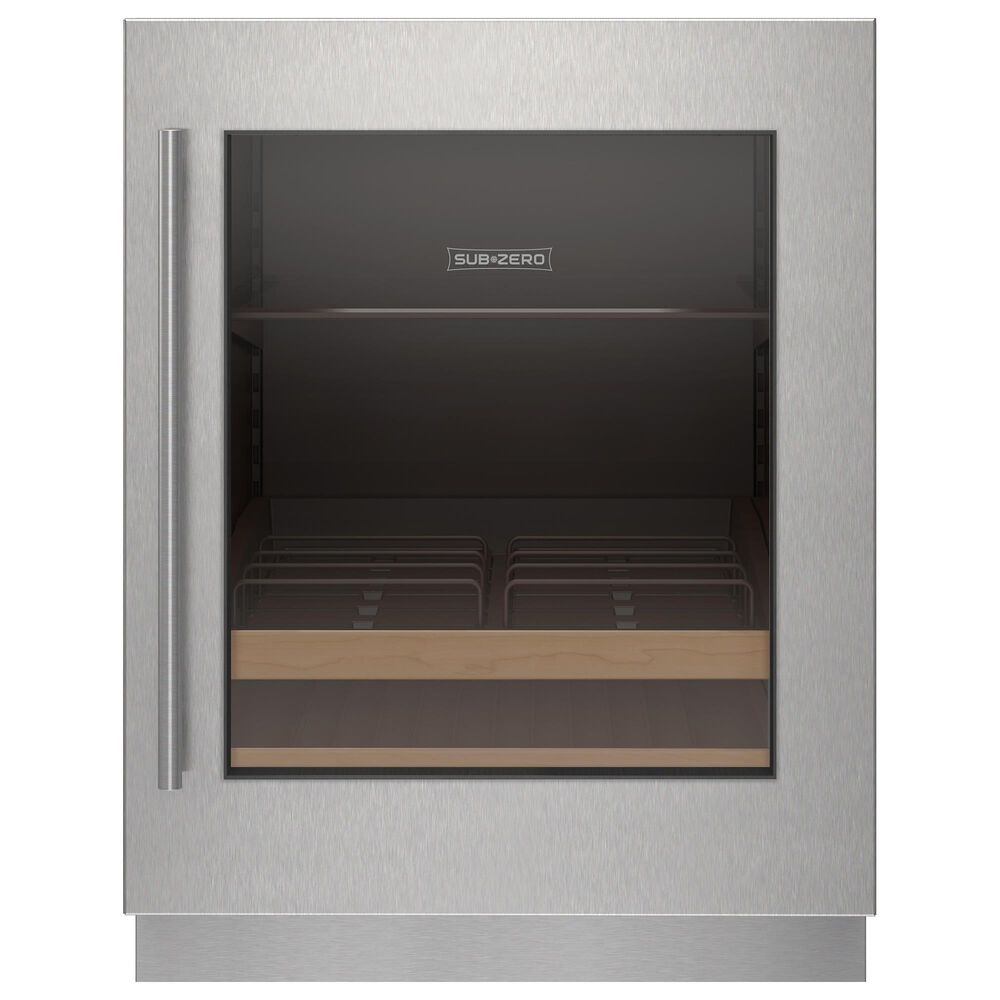 Sub-Zero 24" ADA Undercounter Right Hinge Glass Door Panel with Tubular Handle in Stainless Steel, , large