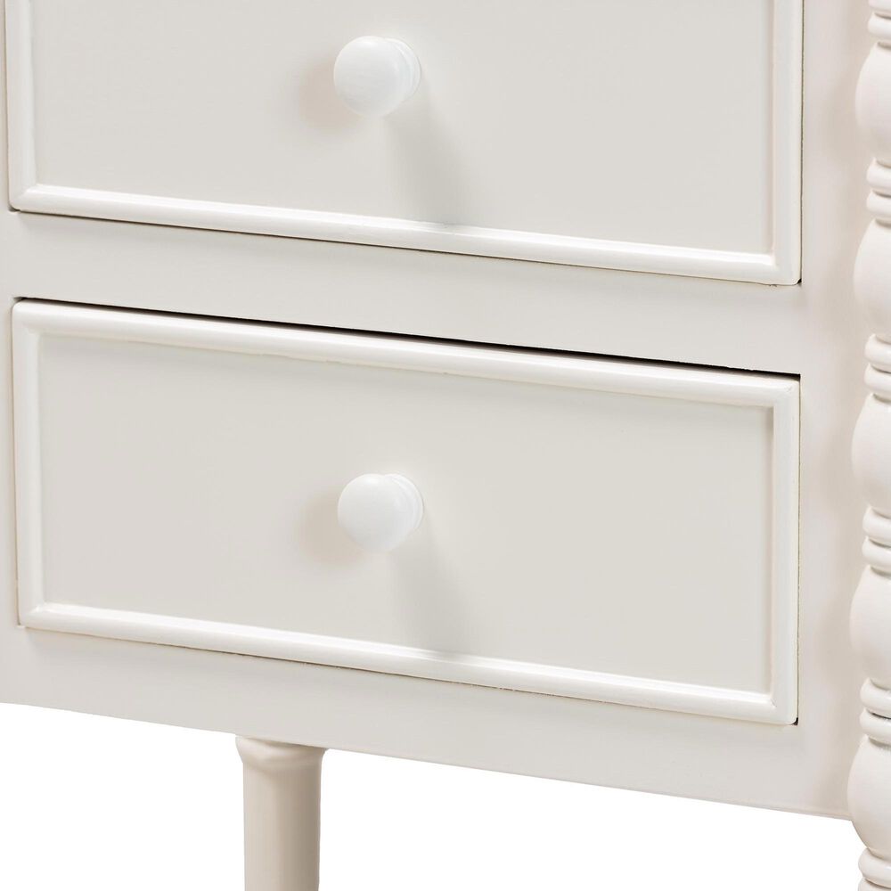 Baxton Studio Malinda 3-Drawer End Table with Spindle Legs in White, , large