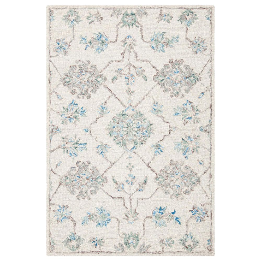 Safavieh Micro-Loop Oriental 4" x 6" Ivory and Grey Area Rug, , large