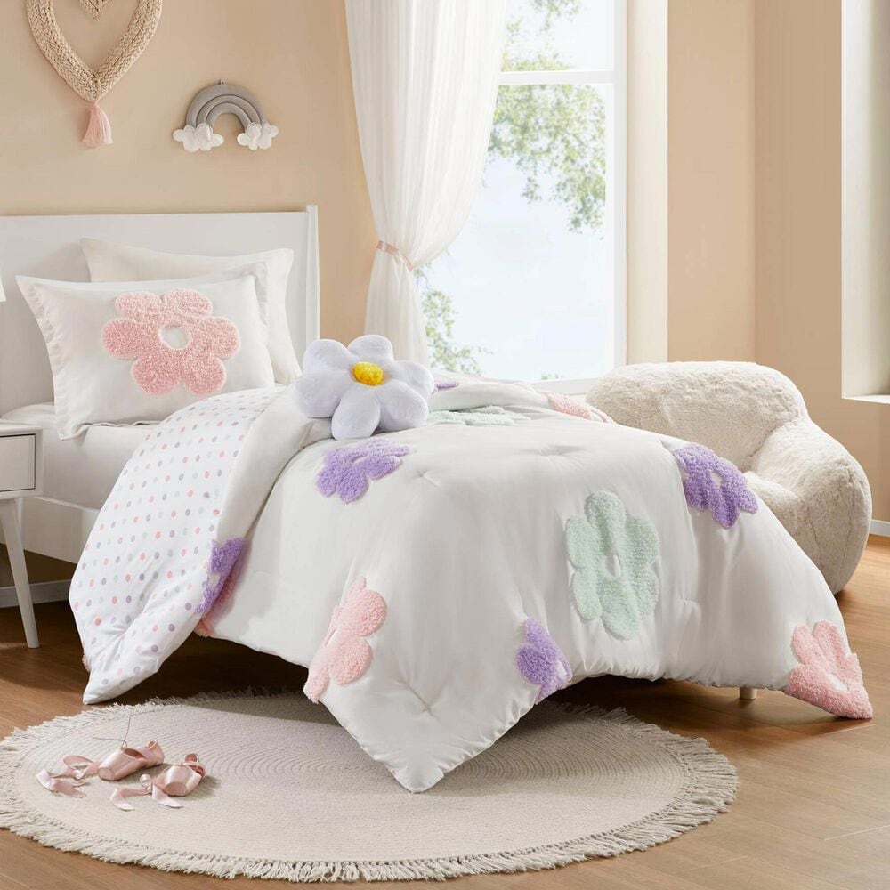Hampton Park Gracie 3-Piece Twin Comforter Set in White and Purple, , large