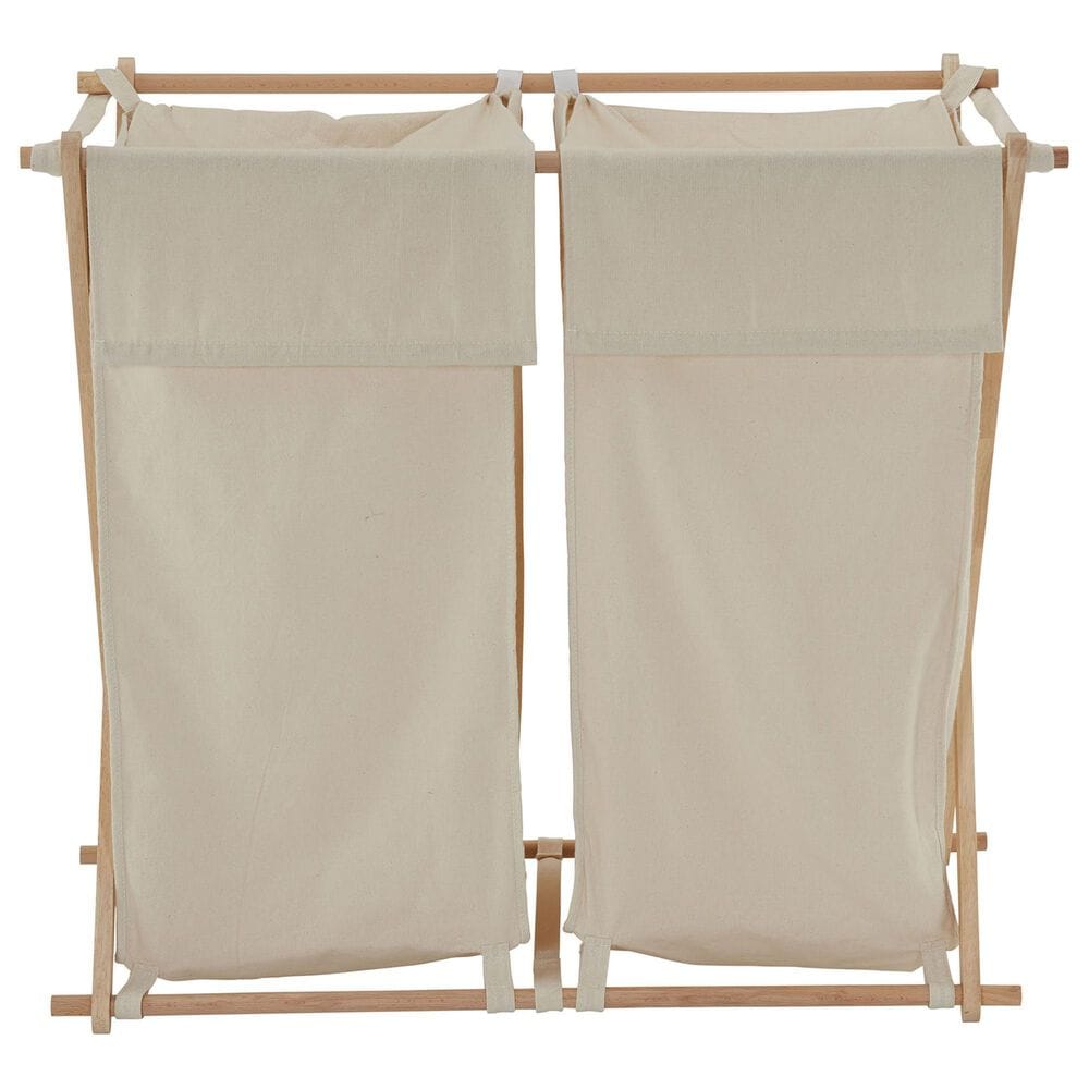 Household Essentials Collapsible Double X-Frame Laundry Hamper Sorter with Poly-Cotton Bags in Natural, , large