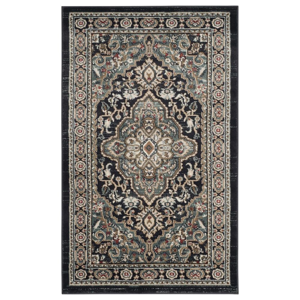 Safavieh Lyndhurst 3"3" x 5"3" Anthracite and Teal Area Rug, , large