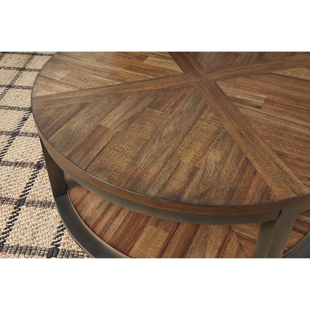 Ashley Roybeck 3-Piece Occasional Table Set in Light Brown and Bronze, , large