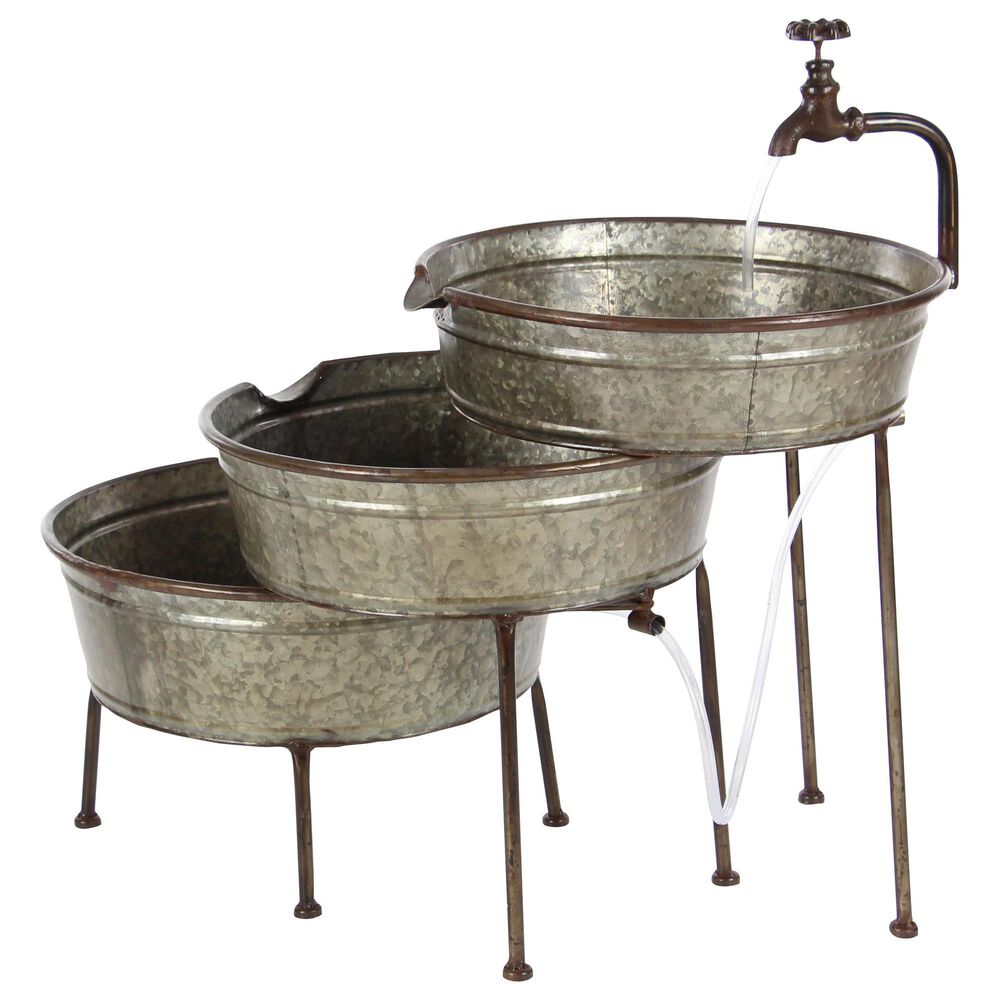 Maple and Jade 26&quot; Farmhouse 3-Tier Tub Fountain in Gray, , large