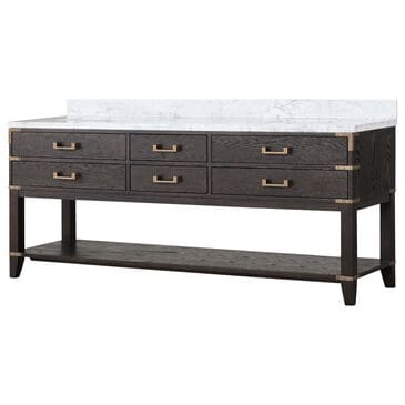 Lexora Home Norwalk 80" Double Bathroom Vanity in Brown Oak with White Carrara Marble Top  and Rectangle Sink, , large