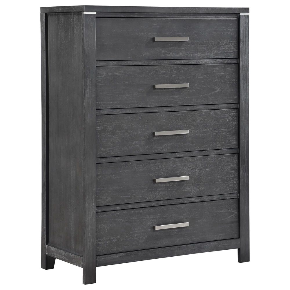 New Heritage Design Odessa 5-Drawer Chest in Charcoal and Silver, , large
