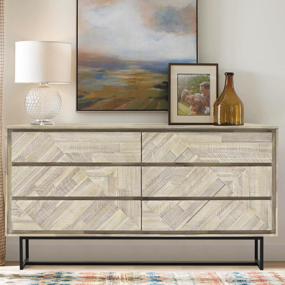 Blue River Peridot 6 Drawer Dresser in Natural Acacia Wood, , large