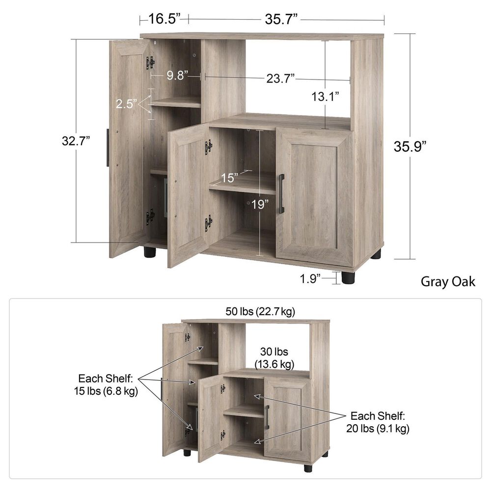 DHP Delany Microwave Stand in Gray Oak and Black, , large