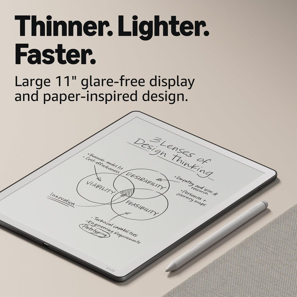 Amazon Kindle Scribe 64GB (newest model) - 11 paper-like display with front light - Thinner, lighter, faster - Write in notebooks, documents, and books. Includes Premium Pen in Graphite, , large