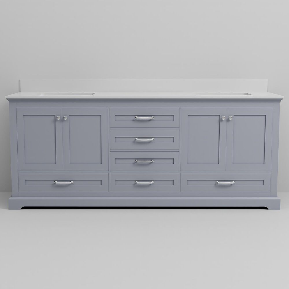 Lexora Home Dukes 80" Double Bathroom Vanity in Dark grey with 2 cm White Quartz Top and Rectangular Sinks, , large