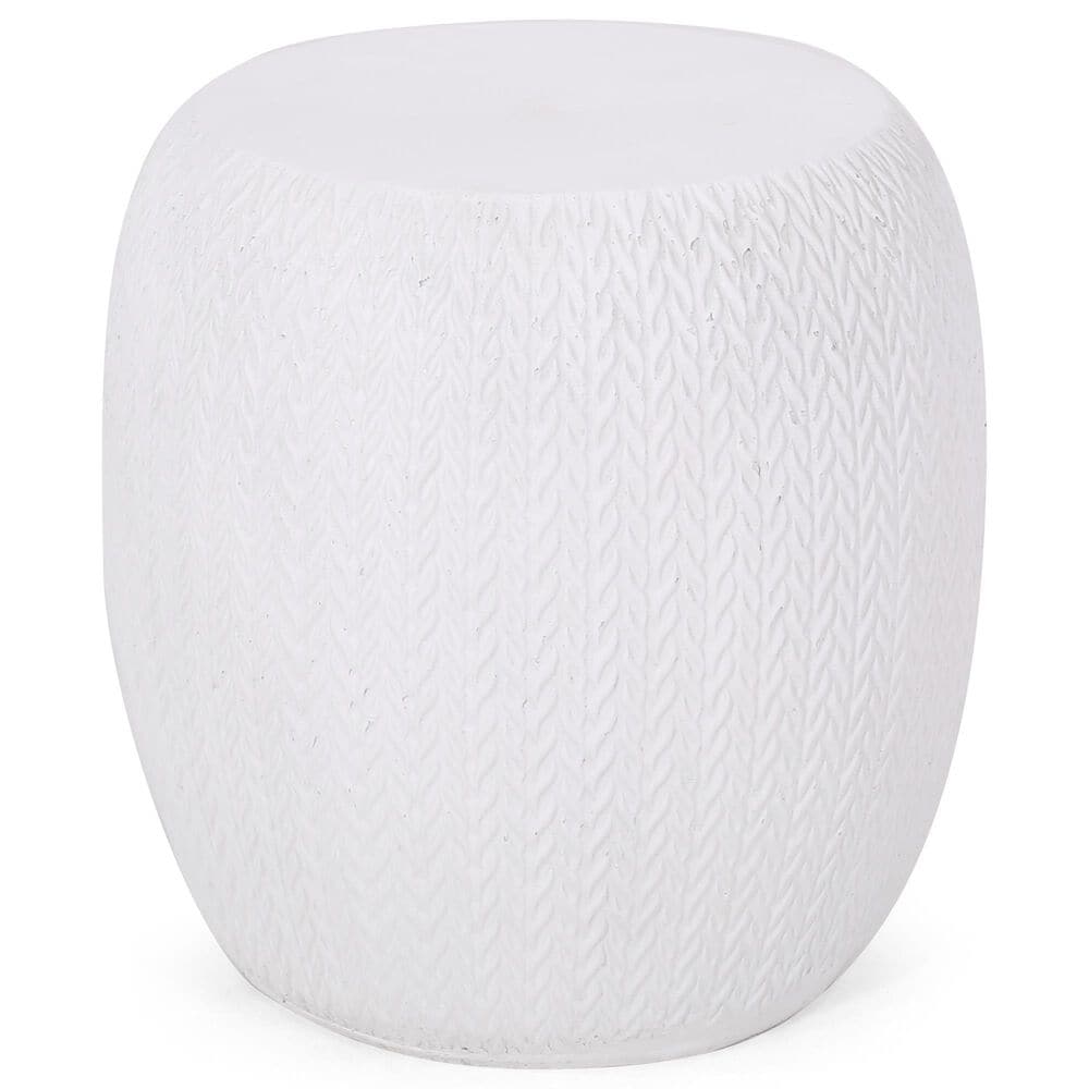 Hearth and Haven Round Patio Side Table with Braided Pattern in Antique White, , large