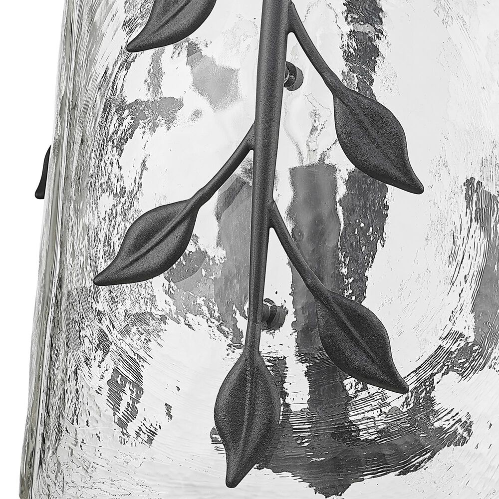 Golden Lighting Calla 3-Light Wide Pendant with Hammered Water Glass Shade in Natural Black, , large