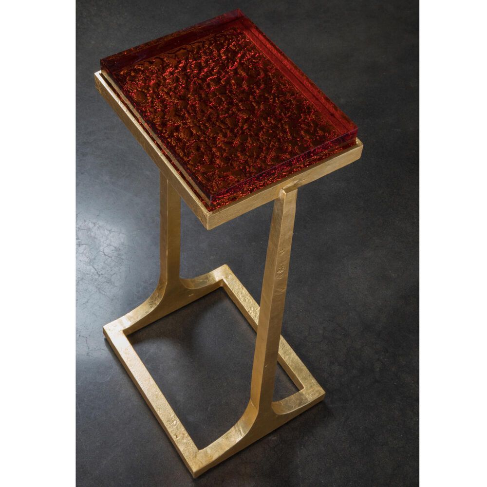 Artistica Metal Sunward End Table in Orange and Gold Leaf, , large