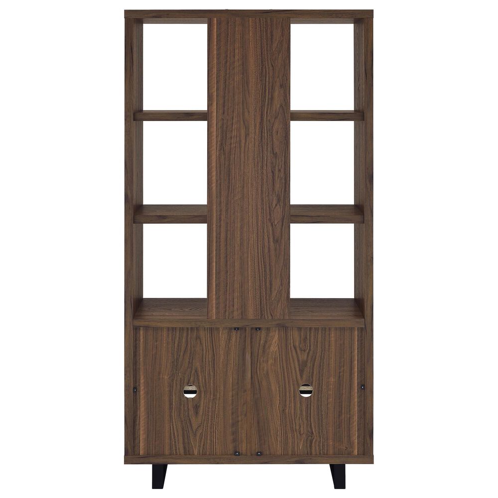 Pacific Landing Maddox 2-Piece L-desk and Bookcase Set in Black and Walnut, , large