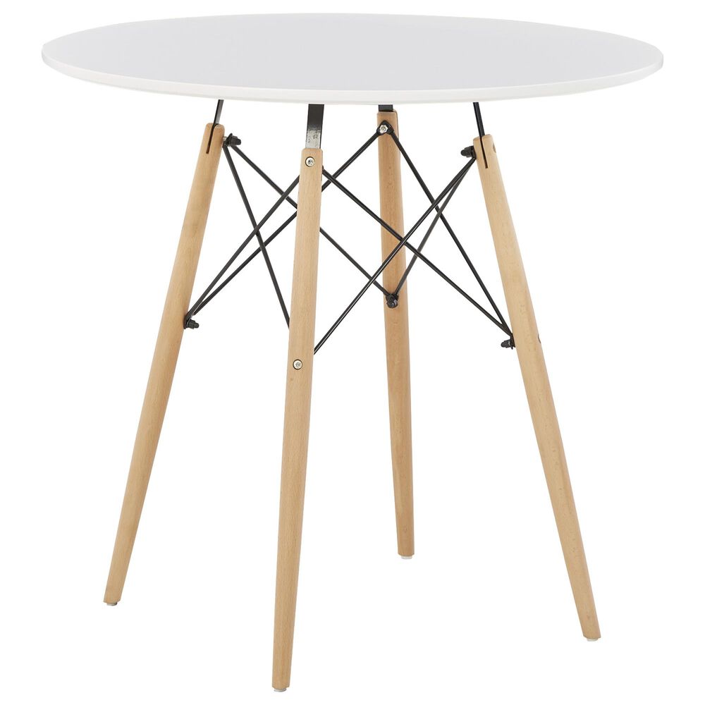 Signature Design by Ashley Jaspeni Round Dining Table in White and Natural, , large