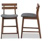 Baxton Studio Larine Counter Stool with Dark Grey Cushion in Walnut (Set of 2), , large