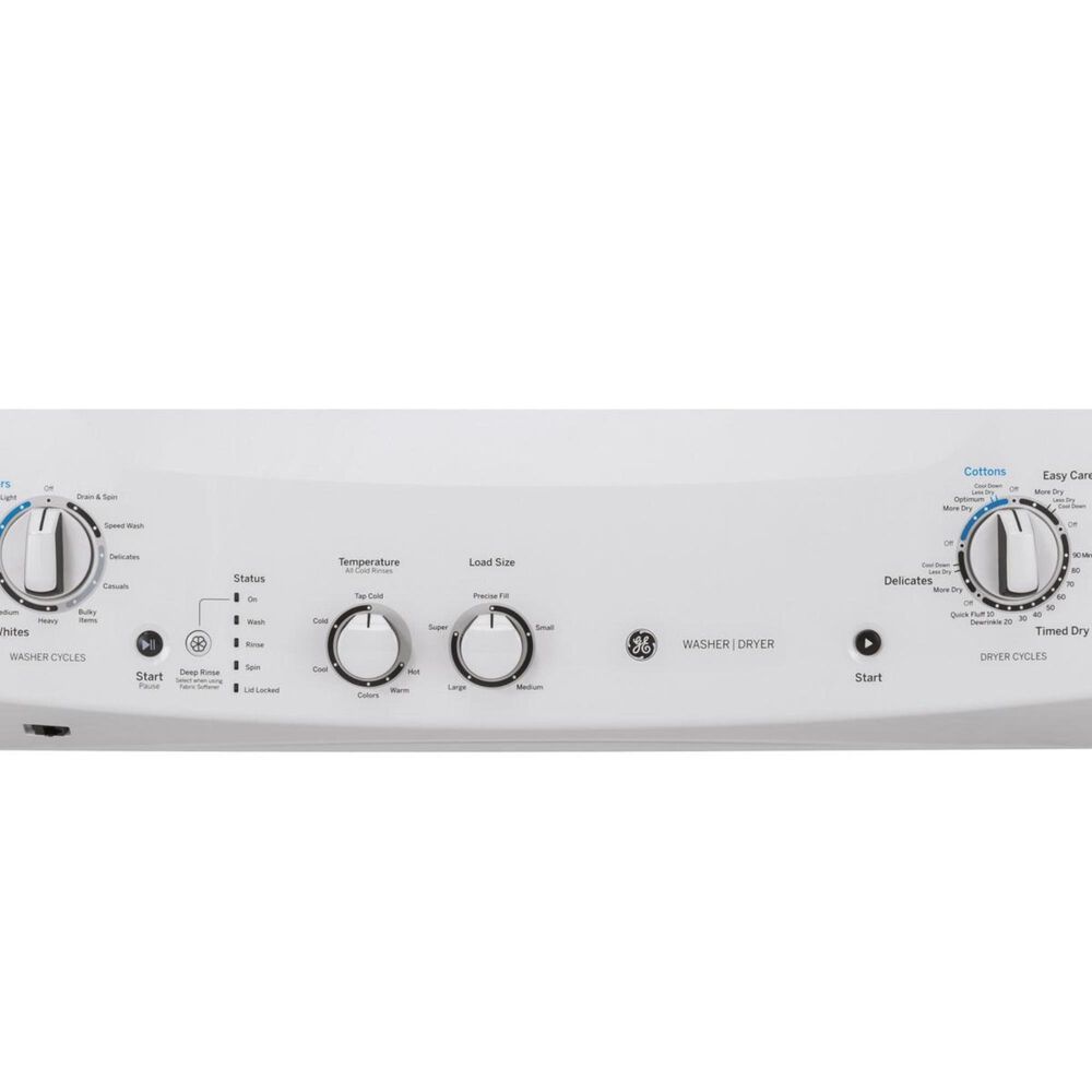 GE Appliances 27&quot; Spacemaker Stack Washer With Electric Dryer in White, , large