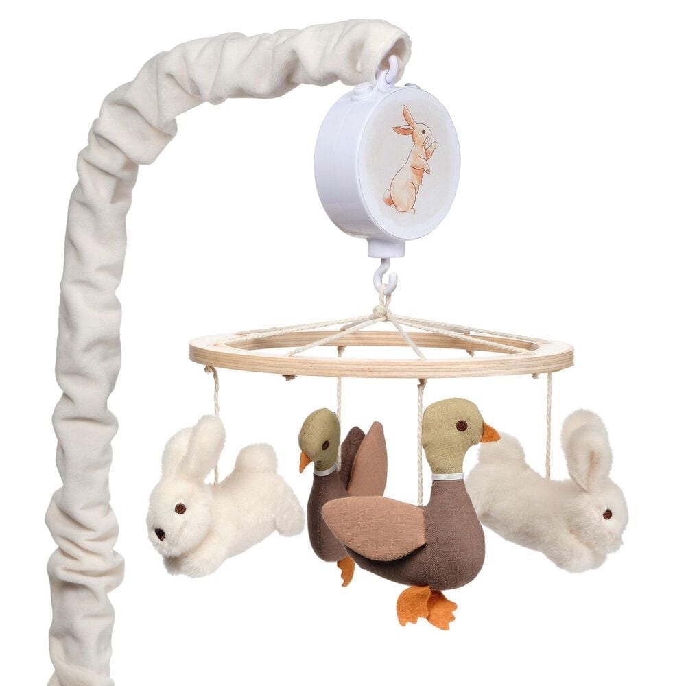 Lambs &amp; Ivy Signature Bunny Hop Musical Baby Crib Mobile in Bisque, , large