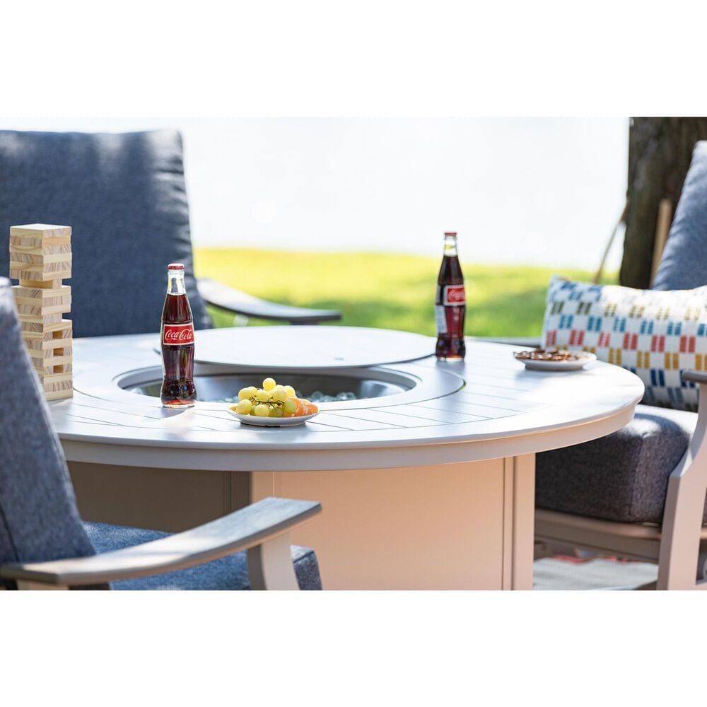 Telescope Casual Furniture St. Catherines 5-Piece Firepit Chat Set in Warm Grey and Restore Indigo, , large