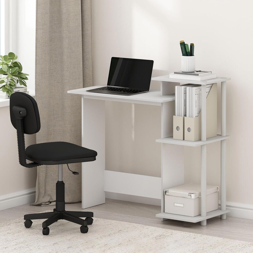 HOMLUX 40" Computer Desk with Open Side Shelves in White, , large