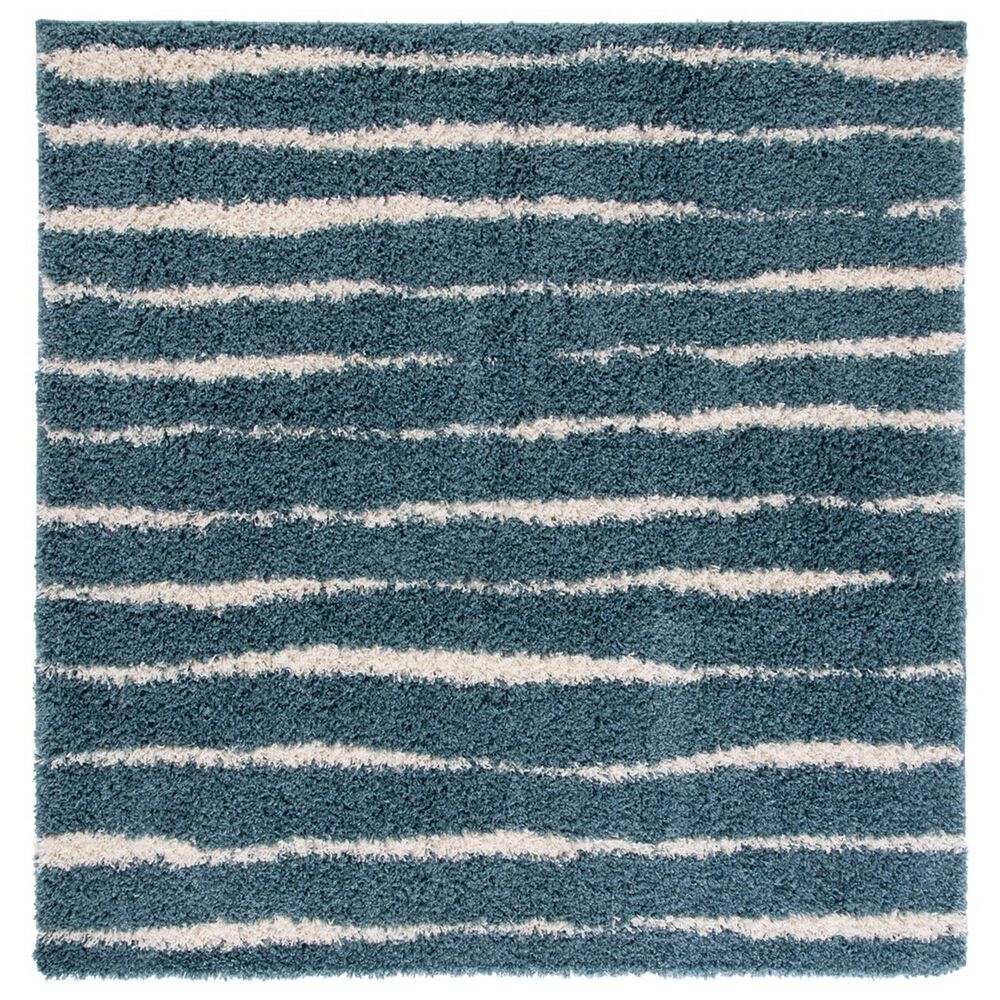 Safavieh Venus Shag VNS603K 6"7" Square Turquoise and Ivory Area Rug, , large