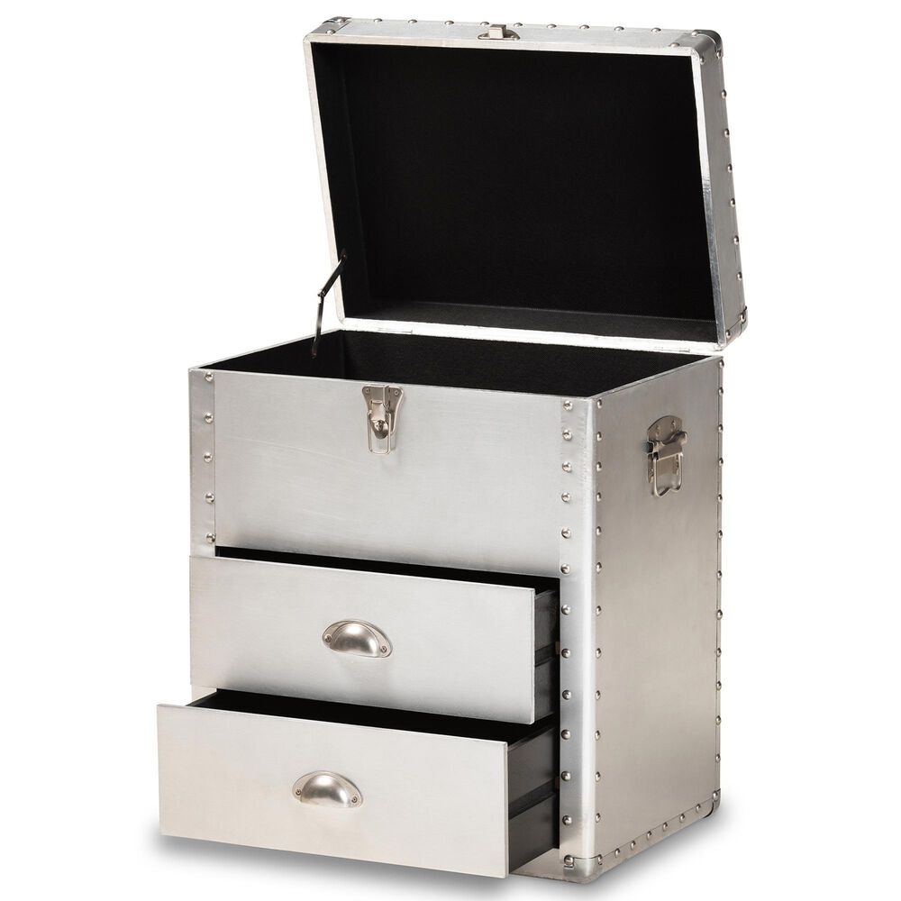 Baxton Studio Serge 2-Drawer Accent Storage Chest in Silver, , large