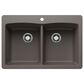 Blanco Diamond 33" Equal Double Dual Mount Kitchen Sink in Volcano Gray, , large