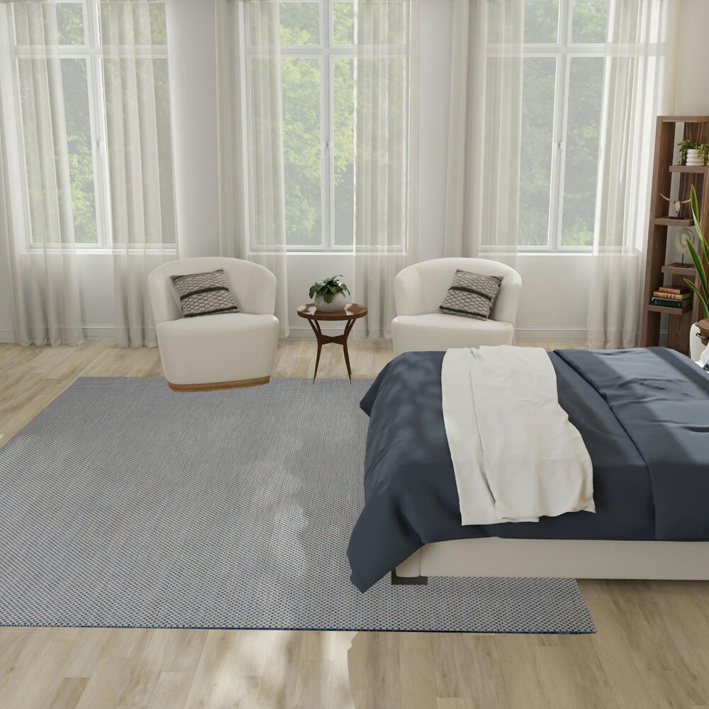 Nourison Courtyard Ivory and Blue 8&#39; x 10&#39; Indoor/Outdoor Area Rug, , large