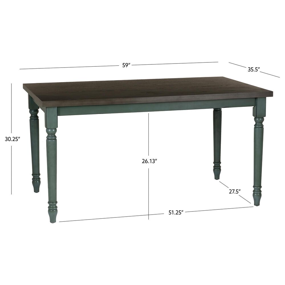 Linon Home Decor Willow Dining Table in Burnished Smoke and Teal - Table Only, , large