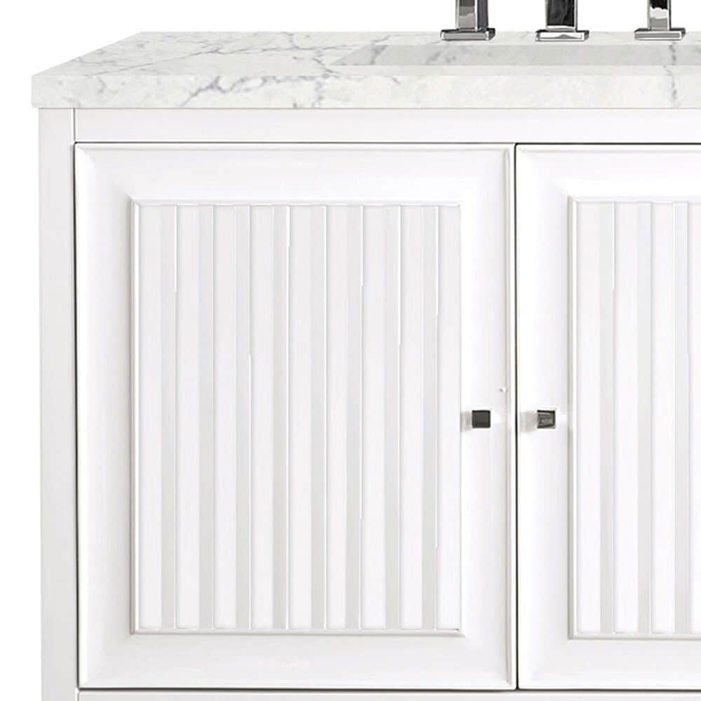 James Martin Vanities Athens 72&quot; Double Bathroom Vanity in Glossy White with 3 cm Eternal Jasmine Pearl Quartz Top and Rectangular Sinks, , large
