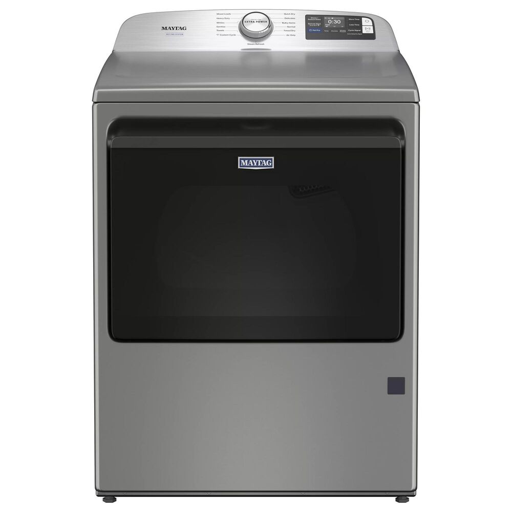 Maytag 5.2 Cu. Ft. Smart Pet Pro Top Load Washer and 7.4 Cu. Ft. Smart Top Load Gas Dryer with Pet Pro Option in Classic Silver, , large