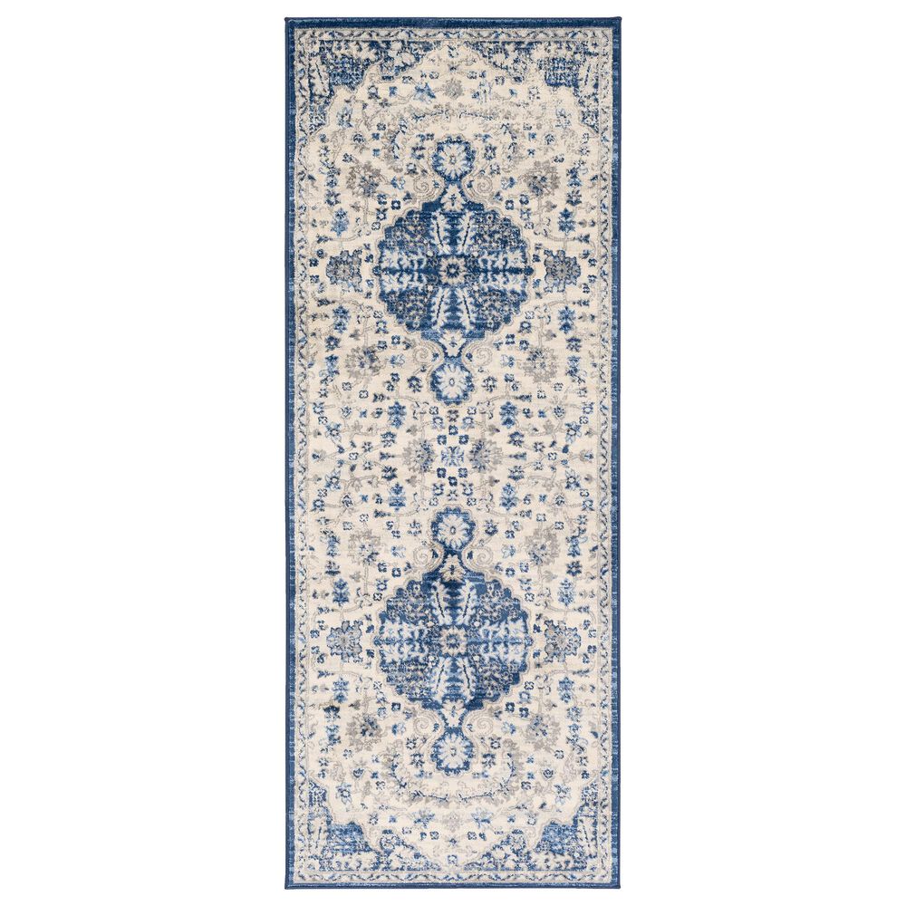 Surya Monaco MOC-2322 2'6" x 8' Navy, Cream and Silver Gray Scatter Rug, , large