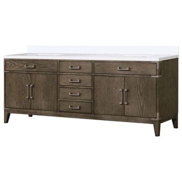 Lexora Home Laurel 84" Double Bathroom Vanity in Grey Oak with White Cultured Marble Top and Rectangular Sinks, , large