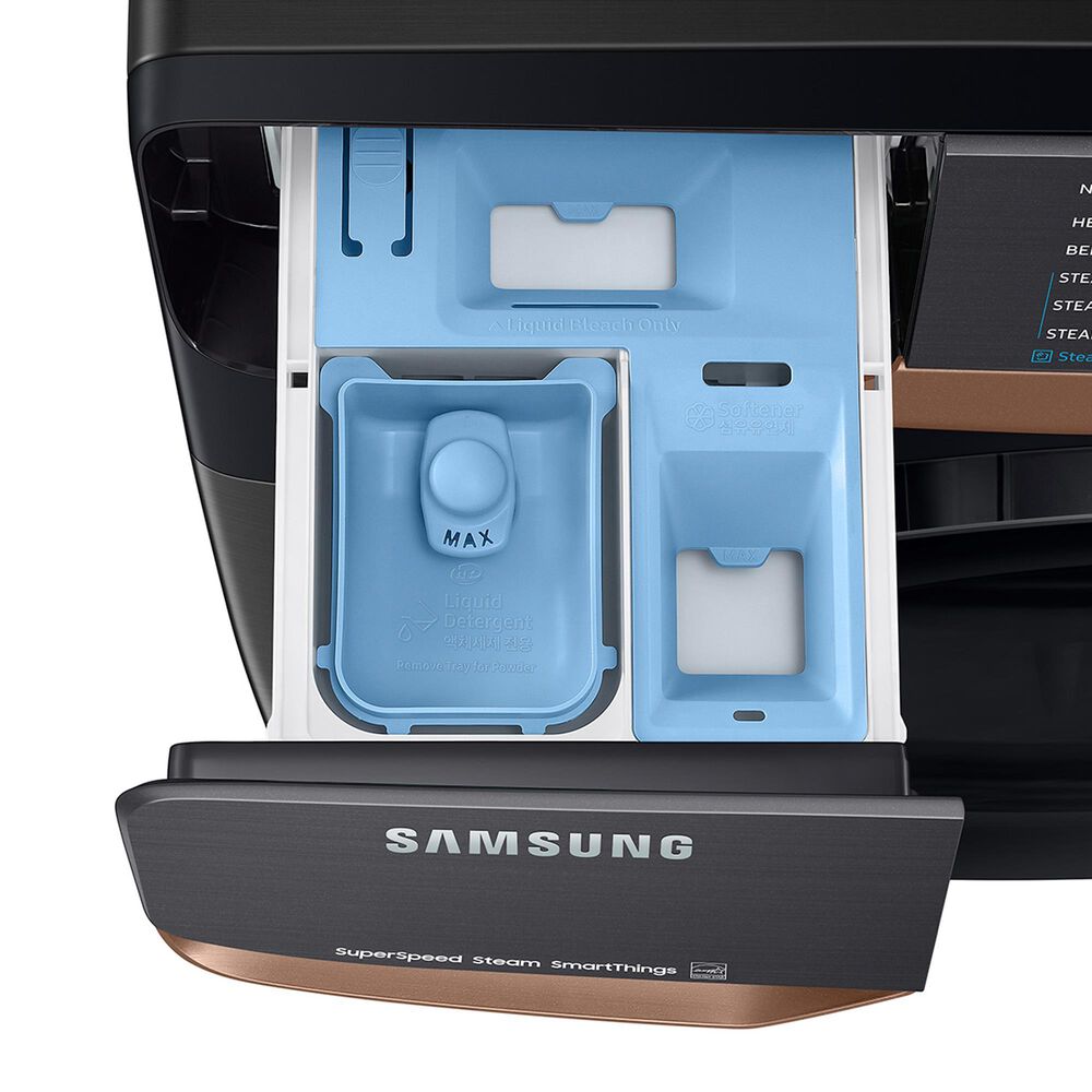 Samsung 5.0 Cu. Ft. Extra Large Capacity Smart Front Load Washer with Super Speed Wash and Steam in Brushed Black, , large