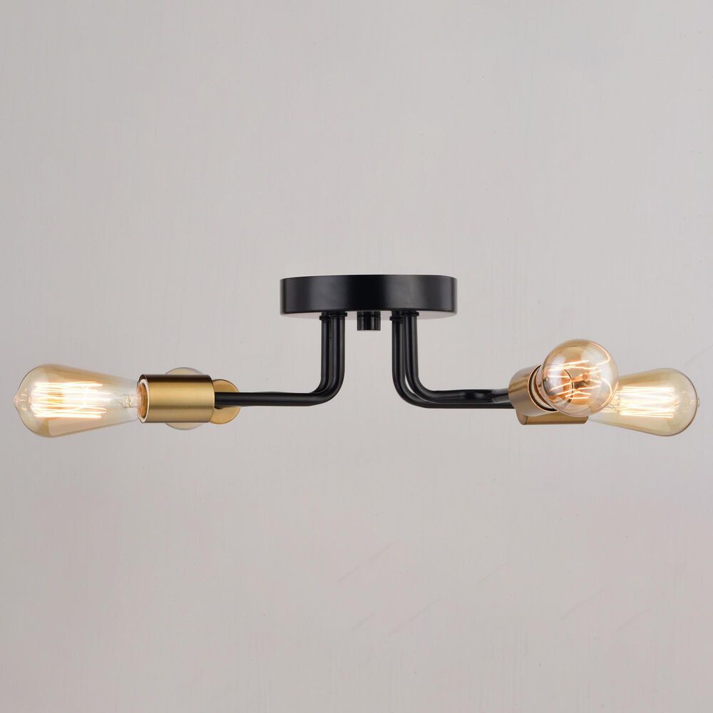 Vaxcel Rhine 4-Light Semi Flush Mount in Matte Black and Natural Brass, , large