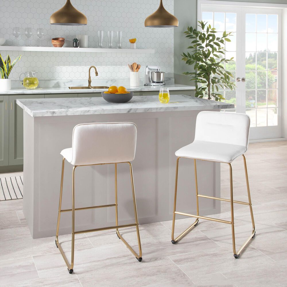 Lumisource Casper Counter Stool in Cream and Gold &#40;Set of 2&#41;, , large