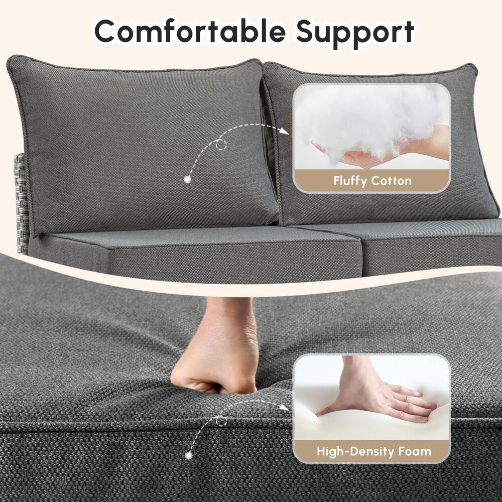 HOMLUX 24" x 24" Outdoor Seat Cushion and Back Cushion Set in Dark Gray, , large