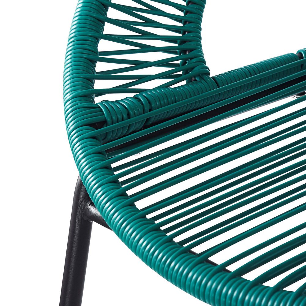 Hearth and Haven Ferrara Outdoor Faux Wicker Barstool in Teal (Set of 2), , large