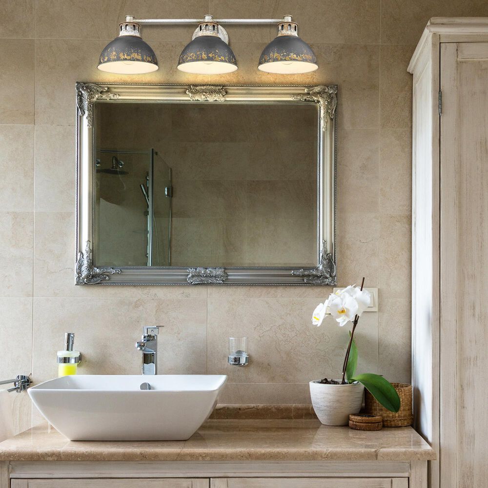 Golden Lighting Kinsley 3-Light Bath Vanity in Aged Galvanized and Antique Black Iron, , large