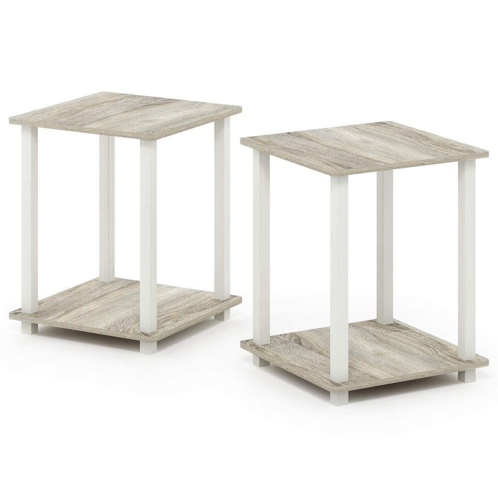 HOMLUX 2-Tier End Table in Sonoma Oak and White (Set of 2), , large