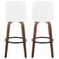 LumiSource Diana 30" Swivel Barstool with White Faux Leather Upholstery in Walnut and Black (Set of 2), , large