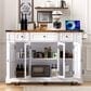 HOMLUX 53" Kitchen Island with Two Tempered Glass Cabinet Door in White, , large