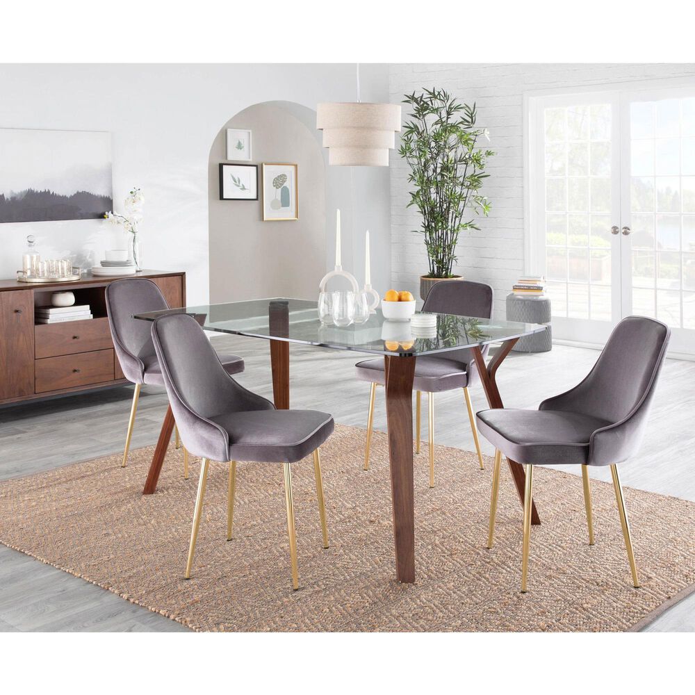 LumiSource Marcel Side Chair with Silver Velvet Cushion in Gold (Set of 2), , large