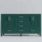 Lexora Home Jacques 60" Double Bathroom Vanity in Green with 2 cm White Cultured Marble Top and Rectangular Sinks, , large