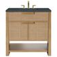 James Martin Vanities Solene 36" Single Bathroom Vanity in Seaside Oak with 3 cm Charcoal Soapstone Quartz Top and Rectangular Sink, , large